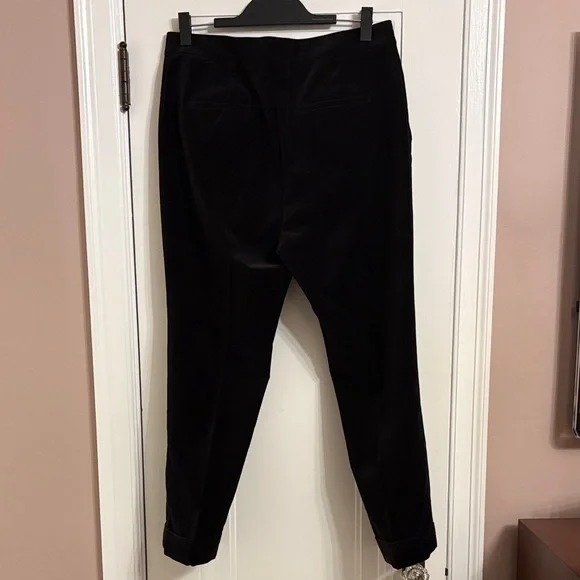 Ann Taylor Elegant Black Velvet Cuffed Ankle Pants - Picture 3 of 9